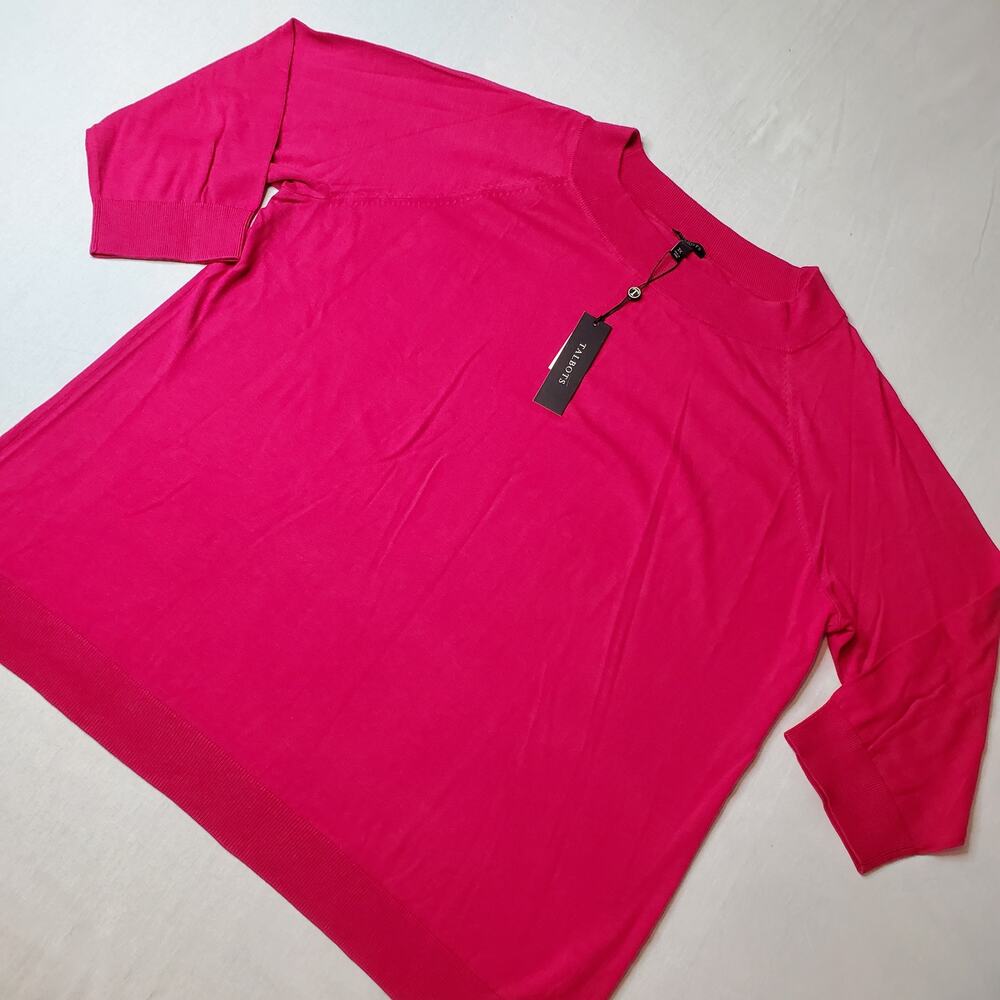 Talbots Women's Size 3X NWT 3/4 Sleeve Light Knit Sweater Magenta Pink